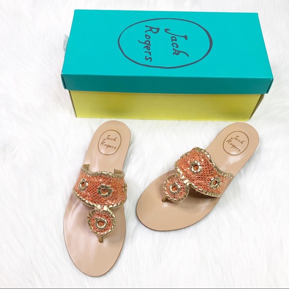 Jack Rogers Shoes - Jack Rogers Carissa Firecoral Gold Thong Sandal